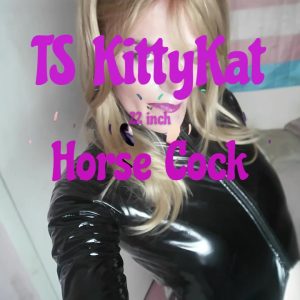TS KittyKat Bouncing on her 30 Inch Horse Cock Dildo Sex toy